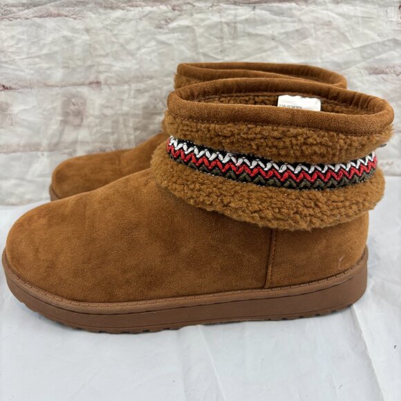 White Mountain Icons Women's 8 Tan Faux Fur Slip-on Booties - Picture 6 of 11